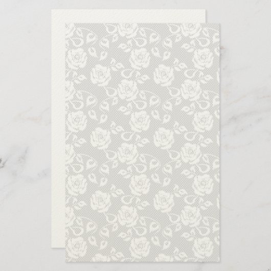 Weiße Spitzen auf grauem Hintergrund Briefpapier (Vorne/Hinten)