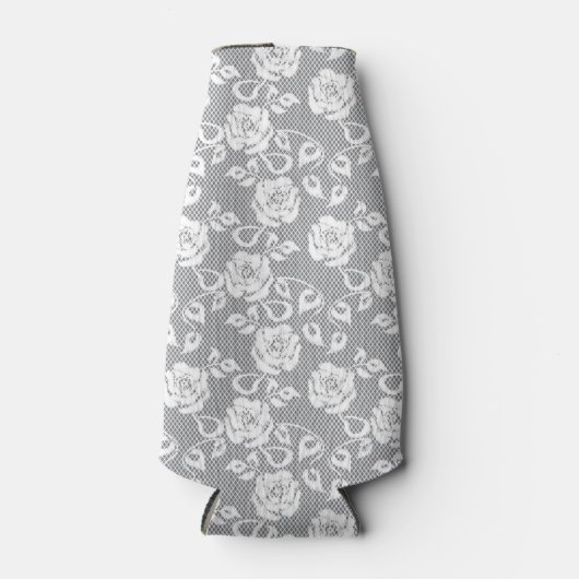 Weiße Spitzen auf grauem Hintergrund Flaschenkühler (Vorderseite)