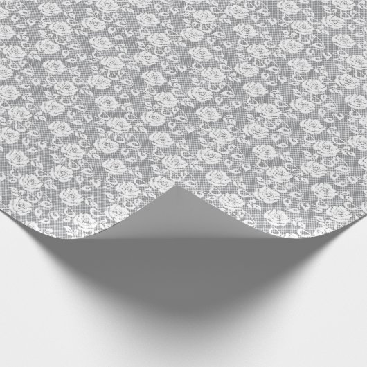 Weiße Spitzen auf grauem Hintergrund Geschenkpapier (Ecke)