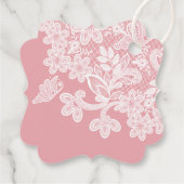 Weiße Spitzen auf rosa Taufe Geschenkanhänger (Rückseite)