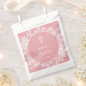 Weiße Spitzen auf rosa Taufe Geschenktütchen (Ausgeschnitten)