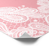 Weiße Spitzen auf rosa Taufe Willkommen Poster (Ecke)