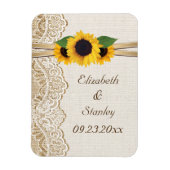 Weiße Spitzen, Band, Sonnenblumen und Hochzeit Magnet (Vertikal)