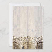 Weiße Spitzen, Bänder und Sonnenblumen auf Holzhoc Einladung (Rückseite)