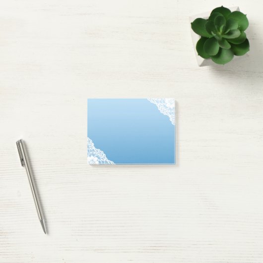 Weiße Spitzen blau Post-it Klebezettel (Büro)
