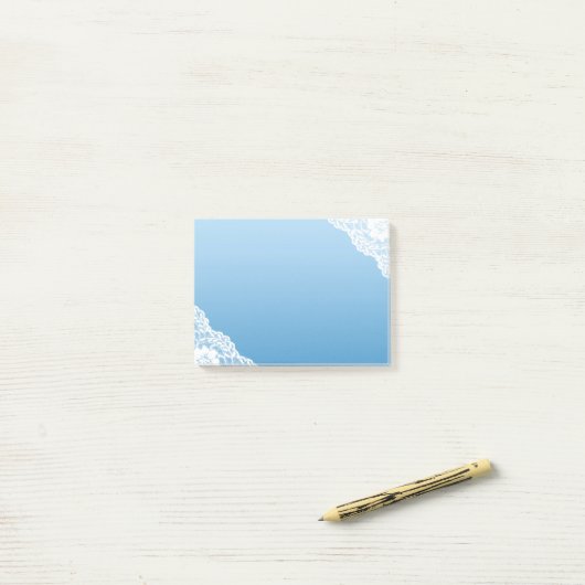 Weiße Spitzen blau Post-it Klebezettel (Auf Schreibtisch)