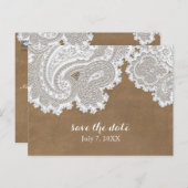 Weiße Spitzen & Braun Rustikaler Chic Elegante Hoc Ankündigungspostkarte (Vorne/Hinten)
