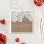 Weiße Spitzen & Braun Rustikaler Chic Elegante Hoc Serviette (Beispiel)