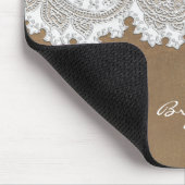 Weiße Spitzen & Braun Rustikaler Chic Elegantes La Mousepad (Ecke)