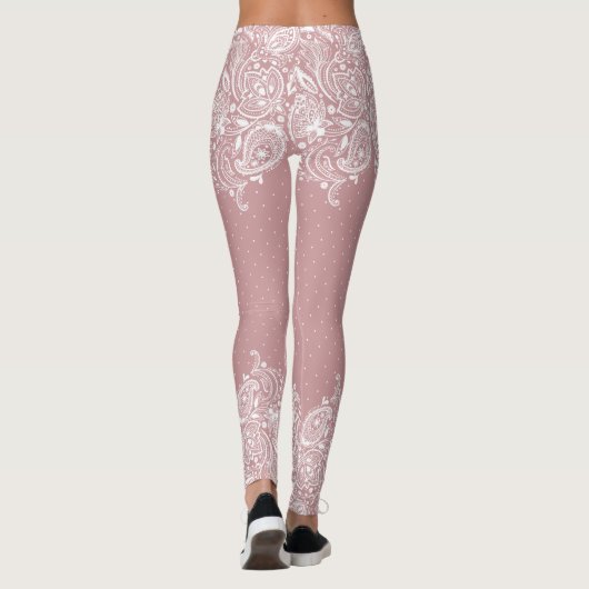 Weiße Spitzen & Dots Girls Design Leggings (Rückseite)