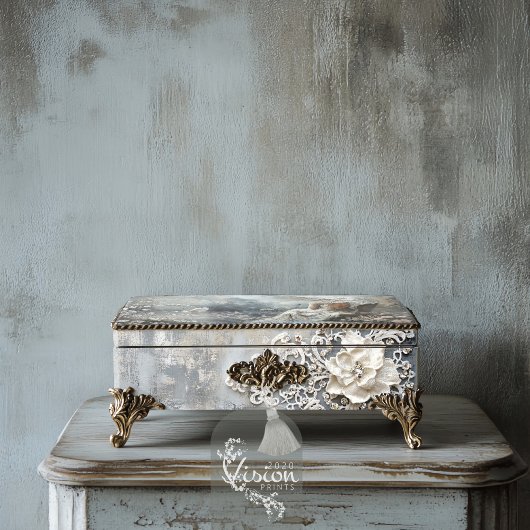 Weiße Spitzen-Effekt, Silberpatina Hintergrund Seidenpapier