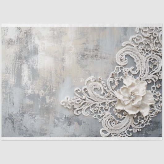 Weiße Spitzen-Effekt, Silberpatina Hintergrund Seidenpapier (Vorderseite)