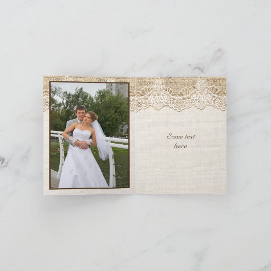 Weiße Spitzen & Herz auf Hochzeitsreise Vielen Dan Dankeskarte (Innenseite)