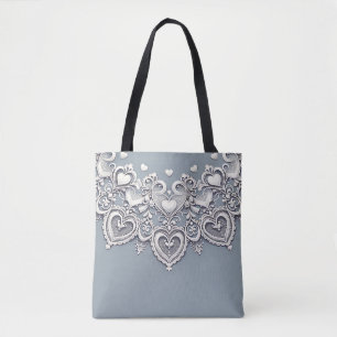 Weiße Spitzen-Herzen Romantischer Charme Elegant Tasche