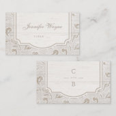 Weiße Spitzen Holz rustikale Land Hochzeit Platzka Platzkarte (Vorne/Hinten)