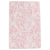 Weiße Spitzen in Rosa Mittlere Geschenktüte (Vorderseite)