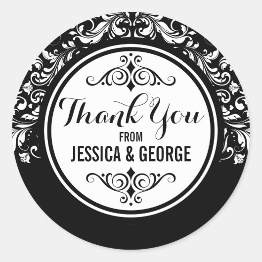 Weiße Spitzen mit schwarzem Hintergrund Vielen Dan Runder Aufkleber (Vorderseite)