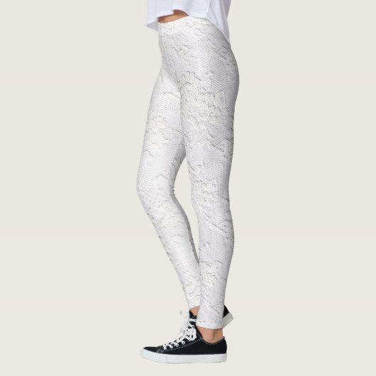 Weiße Spitzen-Muster Leggings (Links)