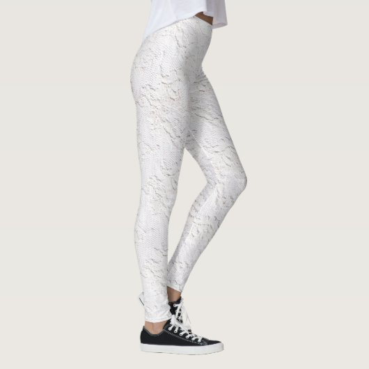 Weiße Spitzen-Muster Leggings (Rechts)