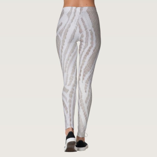 Weiße Spitzen-Muster Leggings (Rückseite)