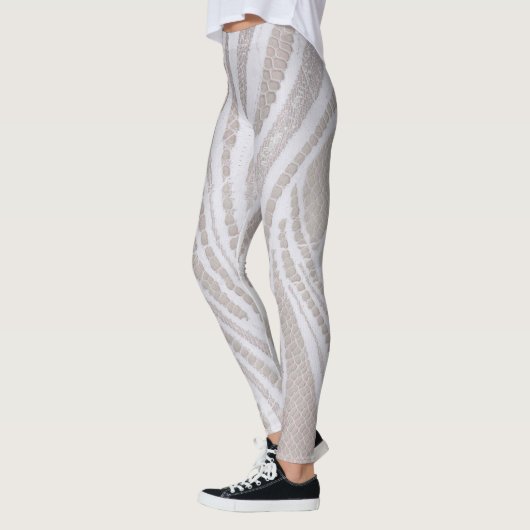 Weiße Spitzen-Muster Leggings (Links)