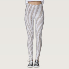 Weiße Spitzen-Muster Leggings