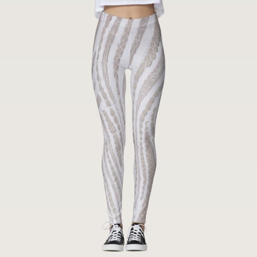 Weiße Spitzen-Muster Leggings (Vorderseite)