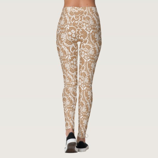 Weiße Spitzen Stilvolle Leggings (Rückseite)