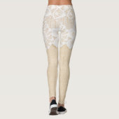 Weiße Spitzen über Stoffdesign. Leggings (Rückseite)