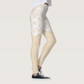 Weiße Spitzen über Stoffdesign. Leggings (Rechts)