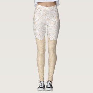 Weiße Spitzen über Stoffdesign. Leggings