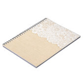 Weiße Spitzen über Stoffdesign. Notizblock (Linke Seite)
