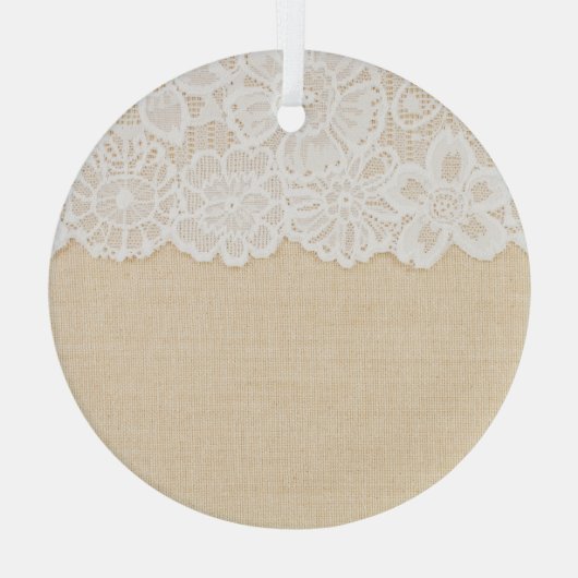 Weiße Spitzen über Stoffdesign. Ornament Aus Glas (Rückseite)