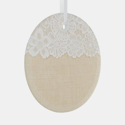 Weiße Spitzen über Stoffdesign. Ornament Aus Glas (Vorderseite Rechts)