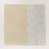 Weiße Spitzen über Stoffdesign. Puzzle (Horizontal)