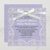 Weiße Spitzen und blauer Einlauf Hochzeitsfeiern Einladung (Vorne/Hinten)