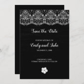 Weiße Spitzen und Blume Save The Date (Vorne/Hinten)