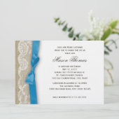 Weiße Spitzen und Burlap Christening Einladung (Stehend Vorderseite)