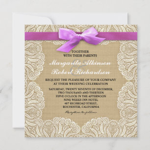 Weiße Spitzen und Hochzeitseinladungen Einladung