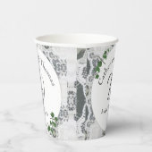 Weiße Spitzen- und Rose-Blätter Pappbecher (Rechts)