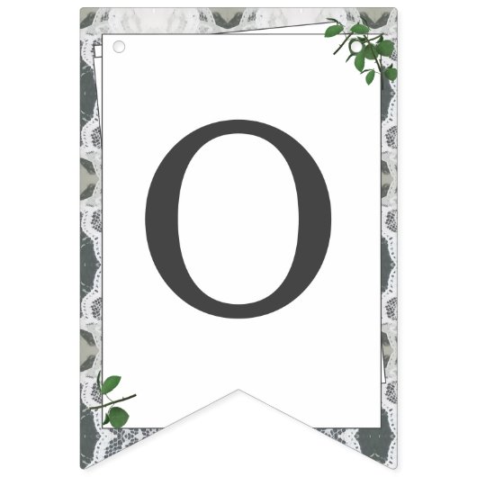 Weiße Spitzen- und Rose-Blätter Wimpelkette (Zweite Fahne)