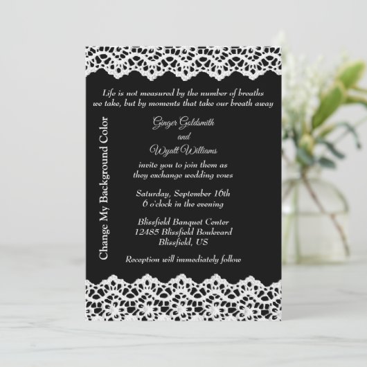 Weiße Spitzen und Versprechen Hochzeiten Einladung (Stehend Vorderseite)