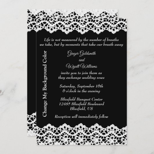 Weiße Spitzen und Versprechen Hochzeiten Einladung (Vorne/Hinten)