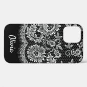 Weiße Spitzenfransen auf schwarzer Case-Mate iPhon iPhone Hülle (Rückseite (Horizontal))