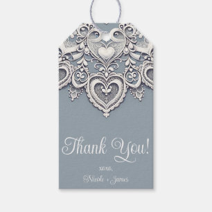 Weiße Spitzenherzen Romantischer Charme Hochzeit B Geschenkanhänger