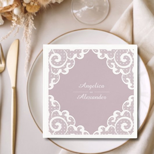 Weiße Spitzenhochzeit Serviette