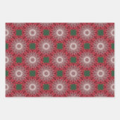 Weiße Spitzenschneeflocken auf dunkelroten Mosaike Geschenkpapier Set (Vorderseite)