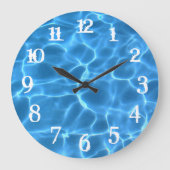 Weiße Splash-Nummern Blauer Pool Große Wanduhr (Vorderseite)