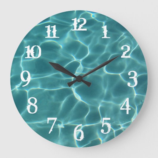 Weiße Splash-Nummern Schwimmbad Große Wanduhr (Vorderseite)