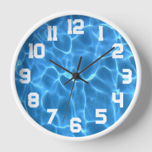 Weiße Sportnummern Aqua Blue Pool Uhr